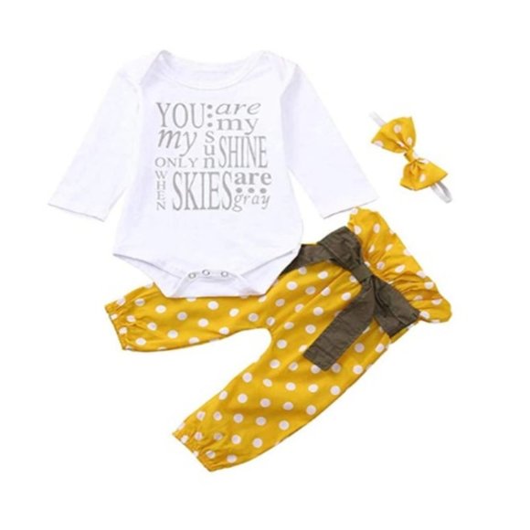 Baby girl Sunshine set outfit onesie pants bow new - Picture 3 of 4
